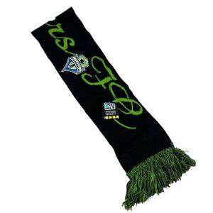 MLS Unisex OSFA Black Green Seattle Sounders FC MLS Soccer Knit Fringe Scarf NWT
